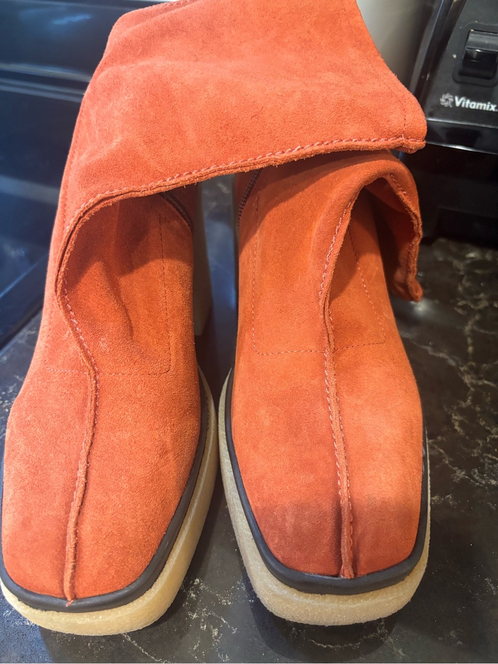 Free People Orange Suede Fold-Over Ankle Boots size 7.5